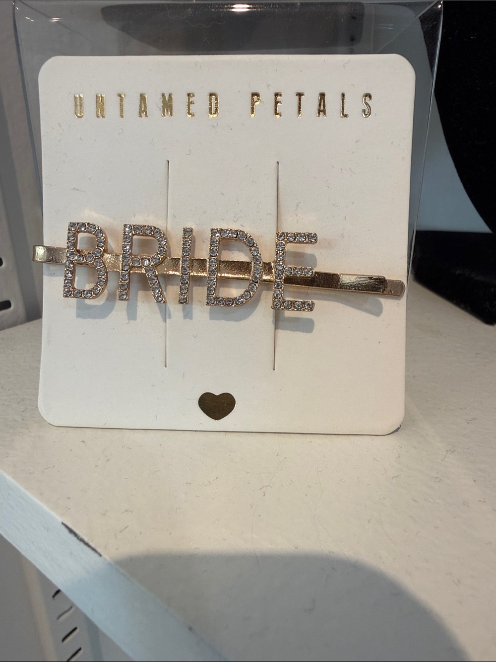 UNTAMED PETALS BY AMANDA JUDGE Gold Rhinestone "BRIDE" Hair Clip